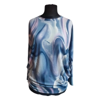 Wzorzysta bluzka Oversize z lejącego materiału - piasek pustyni